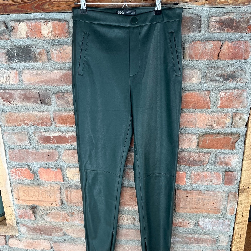 Zara Green faux leather pants Medium